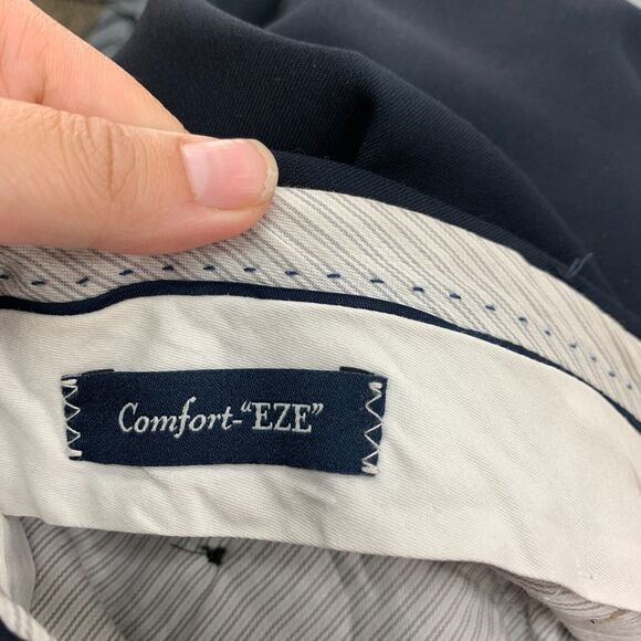 Vintage Patrick James Pleated Dress Pants Mens 34 Navy Blue Wool Relaxed Fit EZE - Picture 10 of 12